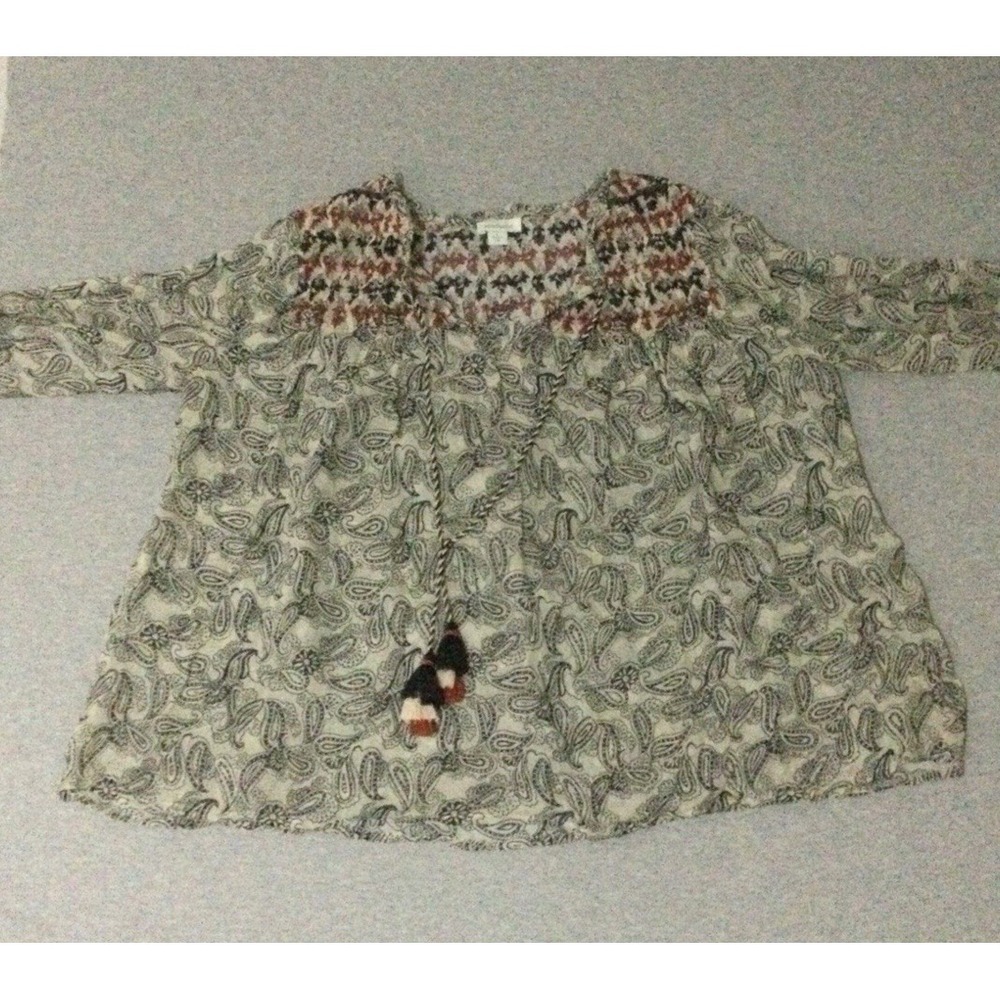 SUNDANCE Top Women Chiffon Paisley boho Large